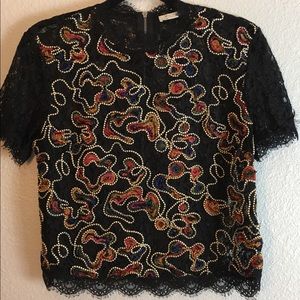 ZARA Lace Top with Beaded Detailing💗